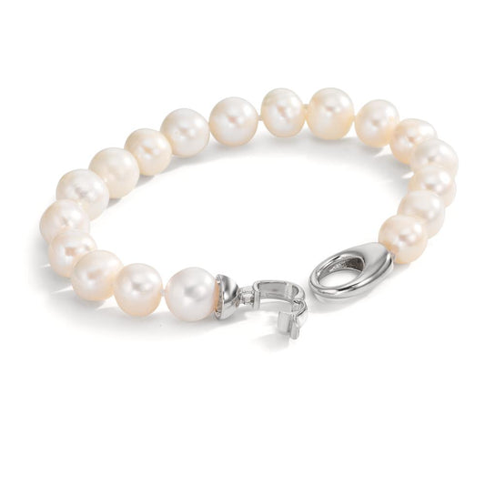 Bracciale Acciaio inossidabile Perla coltivata d'acqua dolce 8.5-9 mm 19.5 cm