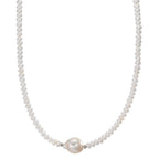 Collana Acciaio inossidabile Perla coltivata d'acqua dolce, 4 mm 43 cm