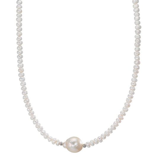 Collana Acciaio inossidabile Perla coltivata d'acqua dolce, 4 mm 43 cm