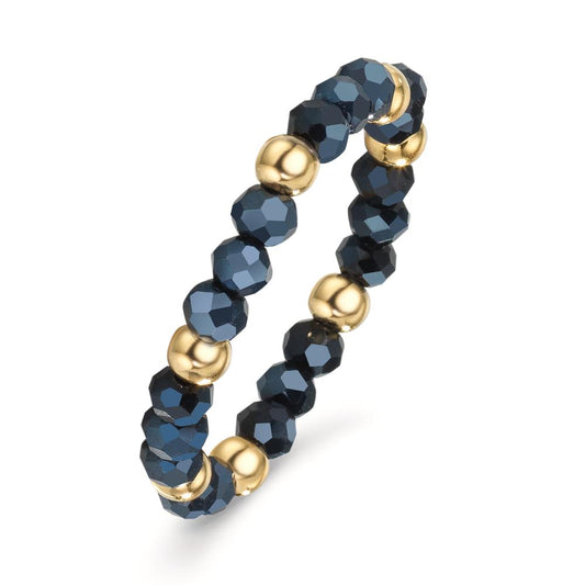 Anello Acciaio inossidabile Cristallo blu, 3 mm giallo rivestimento IP