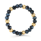 Anello Acciaio inossidabile Cristallo blu, 3 mm giallo rivestimento IP