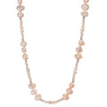 Collana Acciaio inossidabile Cristallo rosa Perla coltivata d'acqua dolce rosa 90 cm