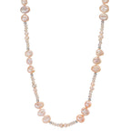 Collana Acciaio inossidabile Cristallo rosa Perla coltivata d'acqua dolce rosa 90 cm