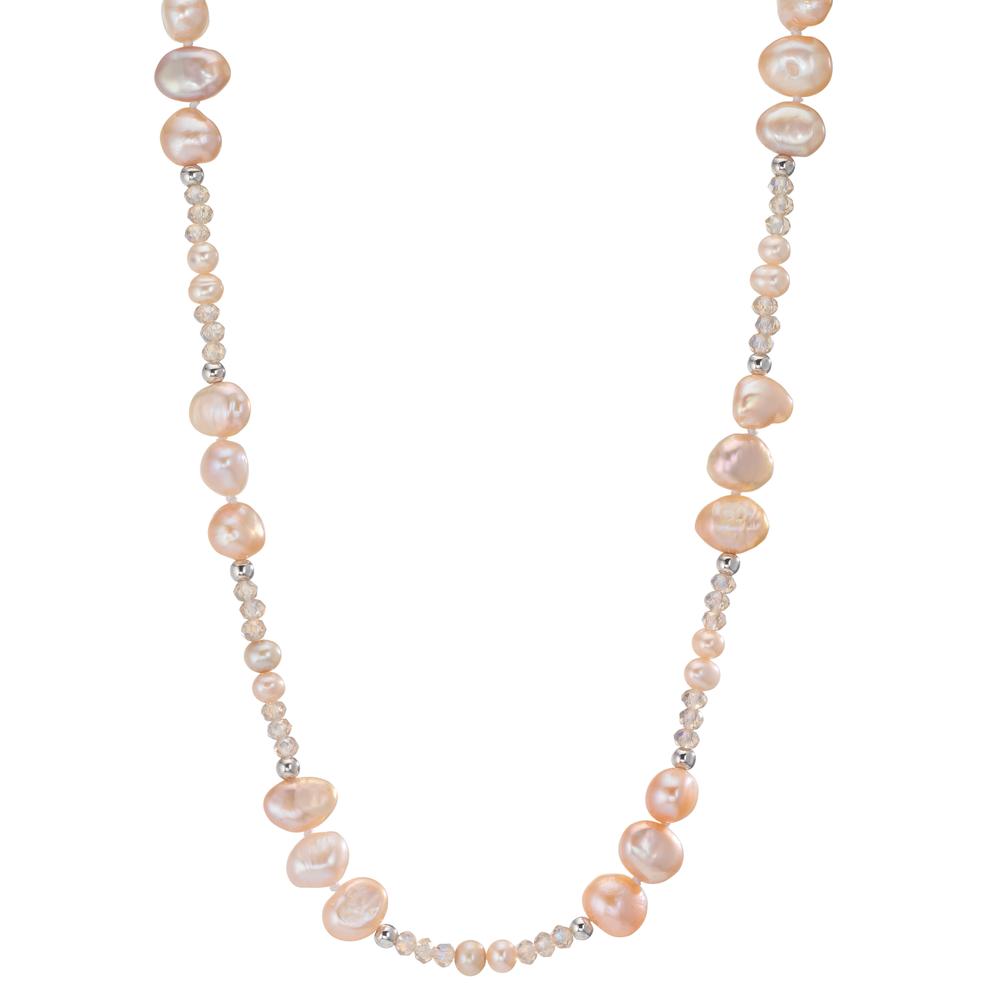 Collana Acciaio inossidabile Cristallo rosa Perla coltivata d'acqua dolce rosa 90 cm