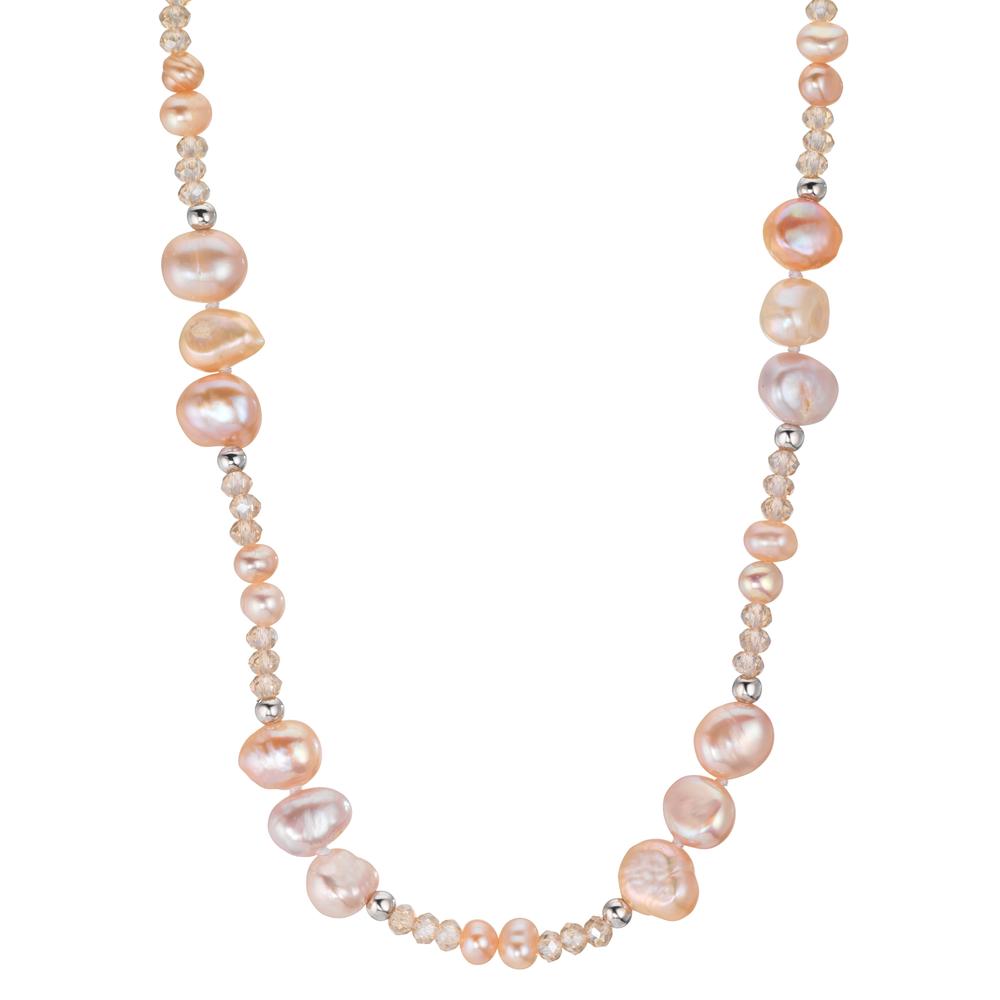 Collana Acciaio inossidabile Cristallo rosa Perla coltivata d'acqua dolce rosa 45 cm