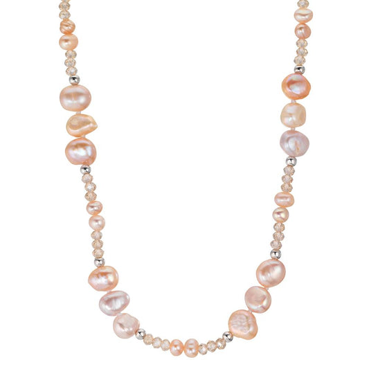 Collana Acciaio inossidabile Cristallo rosa Perla coltivata d'acqua dolce rosa 45 cm