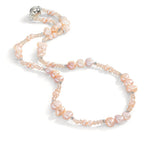 Collana Acciaio inossidabile Cristallo rosa Perla coltivata d'acqua dolce rosa 45 cm