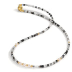 Collana Acciaio inossidabile Cristallo giallo rivestimento IP Perla coltivata d'acqua dolce, 5 Perla, 4.5 mm 43 cm