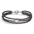 Bracciale Acciaio inossidabile Cristallo nero Perla coltivata d'acqua dolce 7-7.5 mm