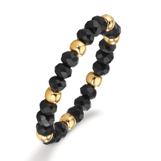 Anello Acciaio inossidabile Cristallo nero, 3 mm giallo rivestimento IP