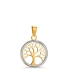 Ciondolo Oro giallo 585/14 kt bicolore Albero della vita Ø12.5 mm