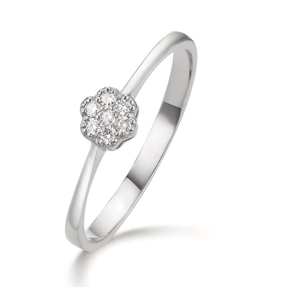 Anello Oro bianco 750/18 carati Diamante 0.06 ct, 7 pietra, w-si