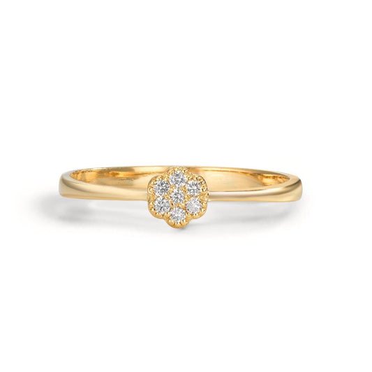 Anello Oro giallo 750/18 carati Diamante 0.06 ct, 7 pietra, w-si