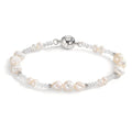 Bracciale Acciaio inossidabile Cristallo bianco Perla coltivata d'acqua dolce bianco