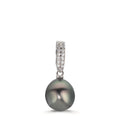 Ciondolo Argento Zirconia 20 pietra rodiato Perla di Tahiti 10-11 mm
