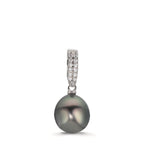 Ciondolo Argento Zirconia 20 pietra rodiato Perla di Tahiti 10-11 mm