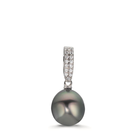 Ciondolo Argento Zirconia 20 pietra rodiato Perla di Tahiti 10-11 mm