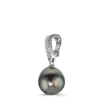 Ciondolo Argento Zirconia 20 pietra rodiato Perla di Tahiti 10-11 mm