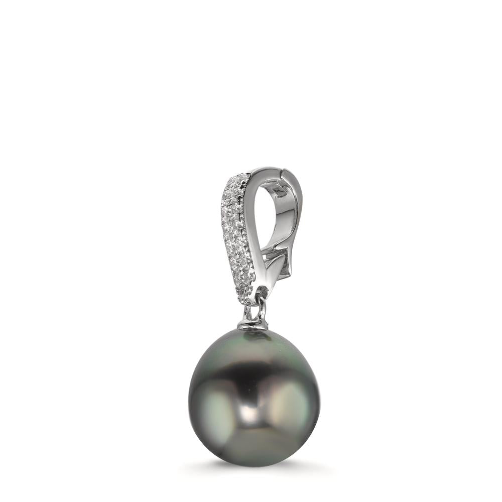 Ciondolo Argento Zirconia 20 pietra rodiato Perla di Tahiti 10-11 mm