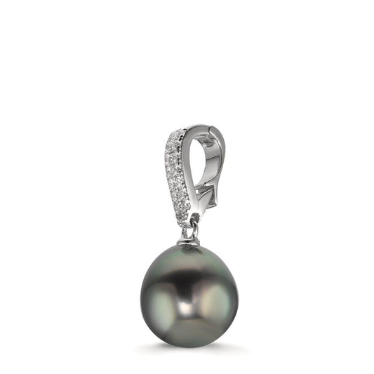 Ciondolo Argento Zirconia 20 pietra rodiato Perla di Tahiti 10-11 mm