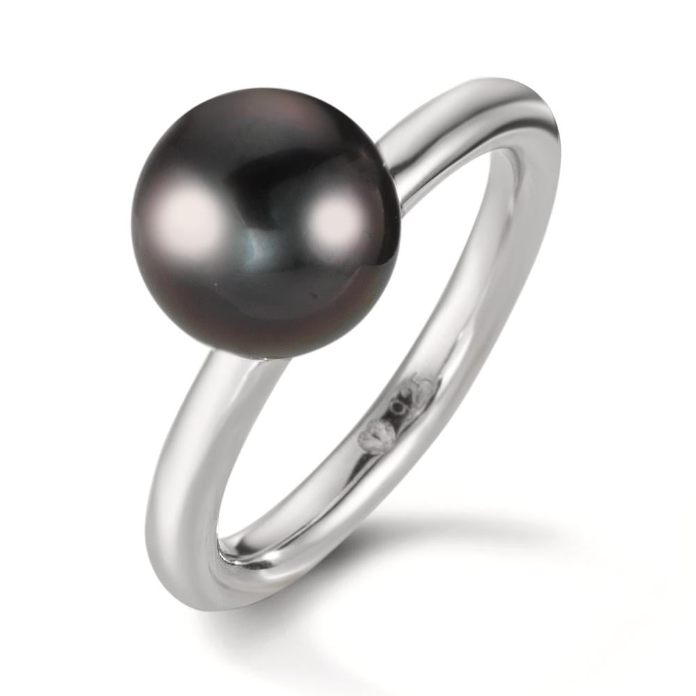 Anello Argento rodiato Perla di Tahiti 8-9 mm