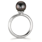 Anello Argento rodiato Perla di Tahiti 8-9 mm