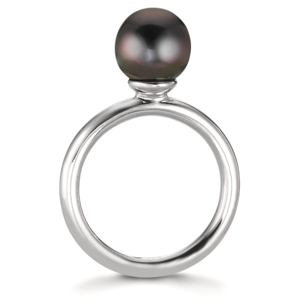 Anello Argento rodiato Perla di Tahiti 8-9 mm