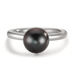 Anello Argento rodiato Perla di Tahiti 8-9 mm