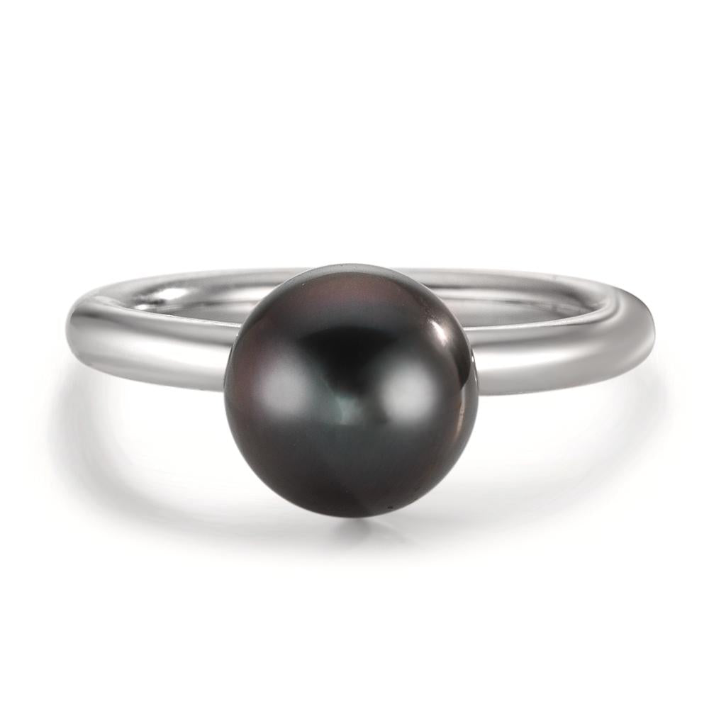 Anello Argento rodiato Perla di Tahiti 8-9 mm