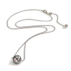 Collana Argento rodiato Perla di Tahiti, 10 mm 38-50 cm