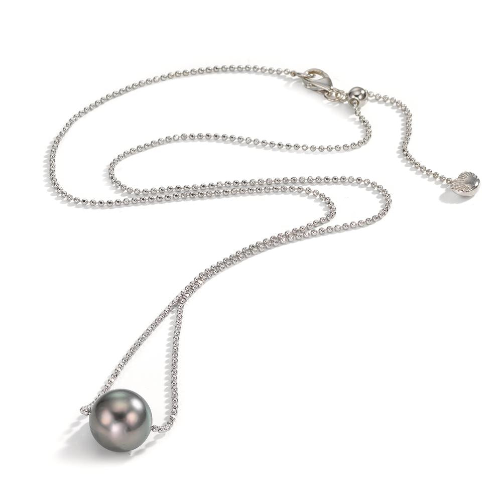 Collana Argento rodiato Perla di Tahiti, 10 mm 38-50 cm