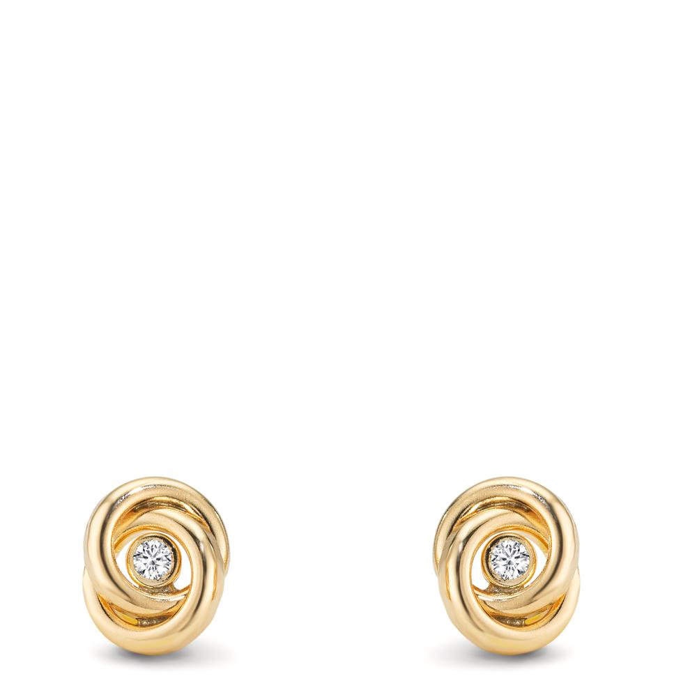 Orecchini a bottone Oro giallo 375/9K Zirconia 2 pietra Ø7 mm