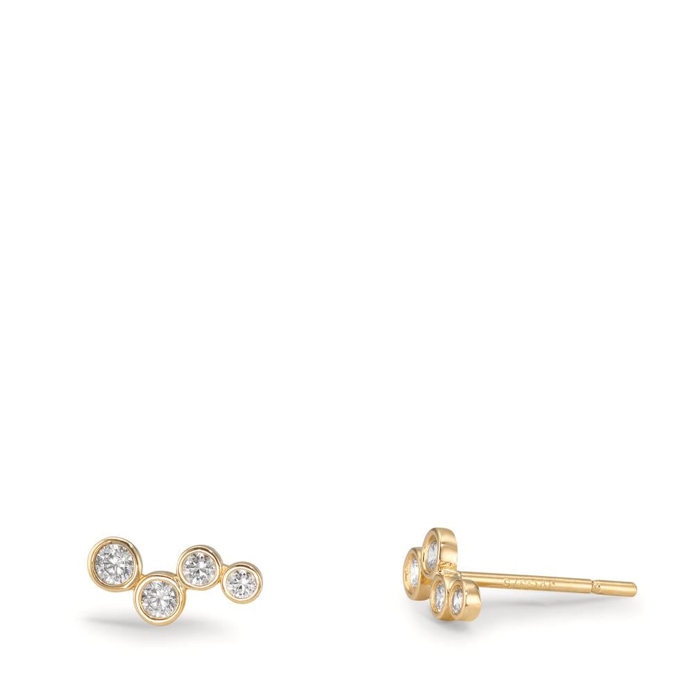 Orecchini a bottone Oro giallo 375/9K Zirconia 8 pietra