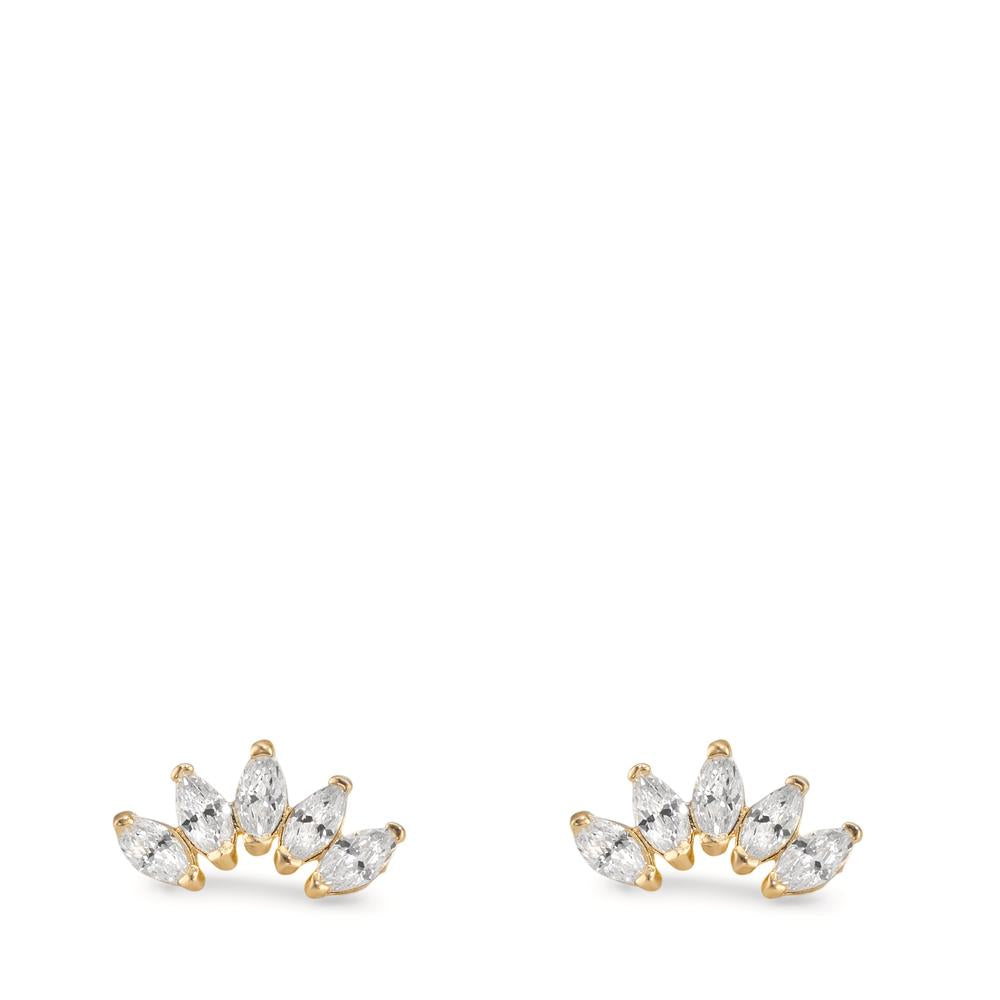 Orecchini a bottone Oro giallo 375/9K Zirconia 10 pietra