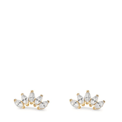 Orecchini a bottone Oro giallo 375/9K Zirconia 10 pietra