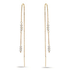 Orecchini a strappo Oro giallo 375/9K Perla coltivata d'acqua dolce, 12 Perla, 2.5 mm