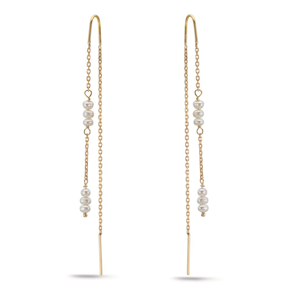 Orecchini a strappo Oro giallo 375/9K Perla coltivata d'acqua dolce, 12 Perla, 2.5 mm