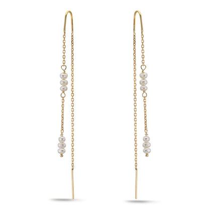 Orecchini a strappo Oro giallo 375/9K Perla coltivata d'acqua dolce, 12 Perla, 2.5 mm