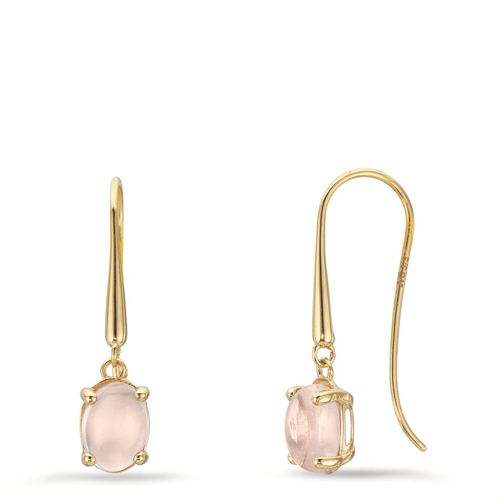 Orecchini Oro giallo 375/9K Quarzo rosa, 2 pietra
