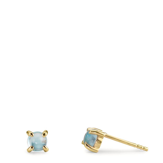 Orecchini a bottone Oro giallo 375/9K Topazio Azzurro, 2 pietra Ø4.3 mm