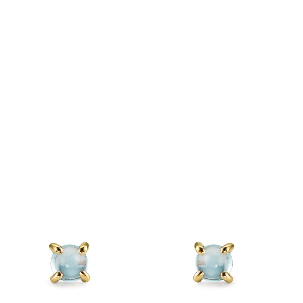 Orecchini a bottone Oro giallo 375/9K Topazio Azzurro, 2 pietra Ø4.3 mm