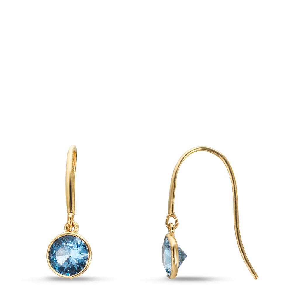 Orecchini Oro giallo 375/9K Zirconia Azzurro, 2 pietra