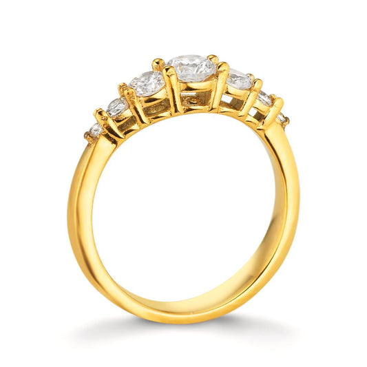 Anello Acciaio inossidabile Zirconia bianco, 7 pietra giallo rivestimento IP