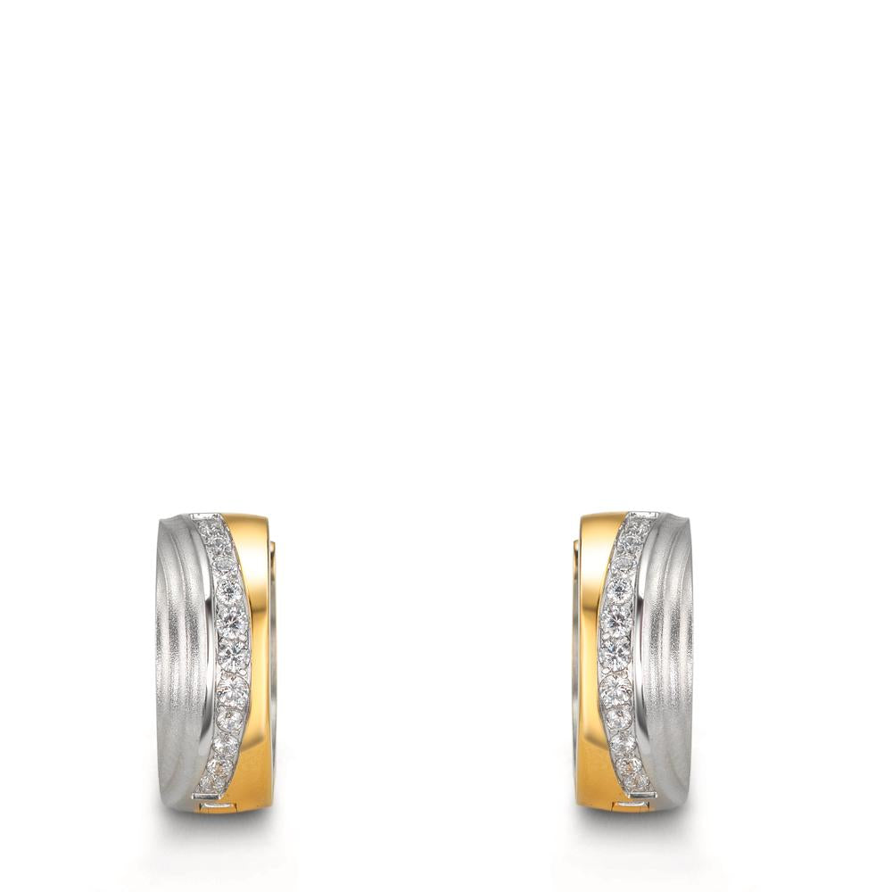 Orecchini circolari Acciaio inossidabile Zirconia bianco, 24 pietra bicolore rivestimento IP