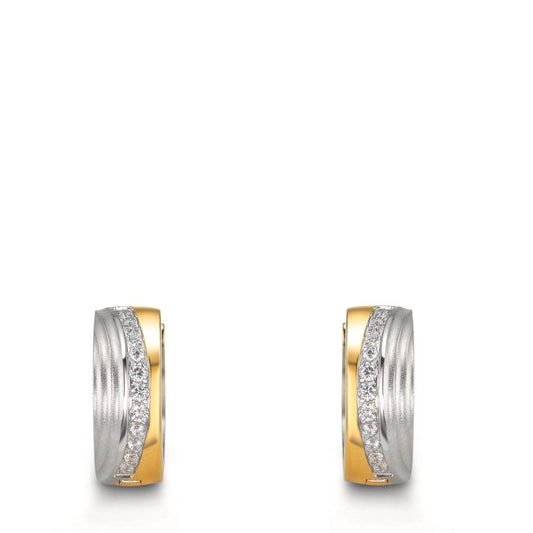 Orecchini circolari Acciaio inossidabile Zirconia bianco, 24 pietra bicolore rivestimento IP