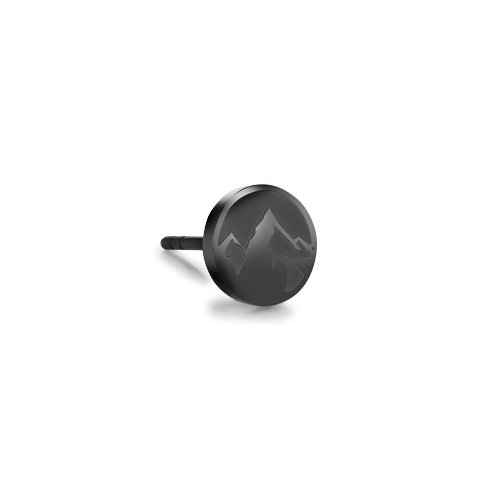 Orecchini a bottone 1 pz Acciaio inossidabile nero rivestimento IP Montagna Ø8 mm