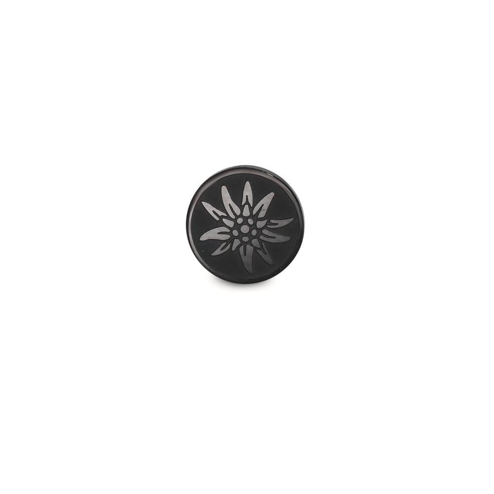 Orecchini a bottone 1 pz Acciaio inossidabile nero rivestimento IP Stella alpina Ø8 mm