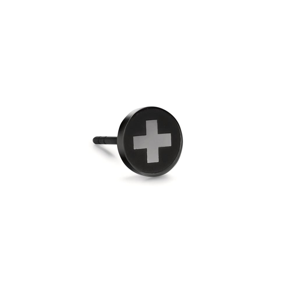 Orecchini a bottone 1 pz Acciaio inossidabile nero rivestimento IP Ø8 mm