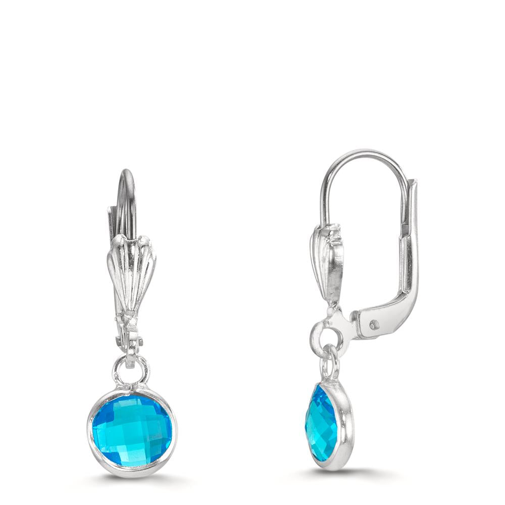 Orecchini Anti allergico Cristallo blu, 2 pietra, 6 mm