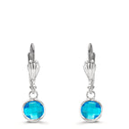 Orecchini Anti allergico Cristallo blu, 2 pietra, 6 mm